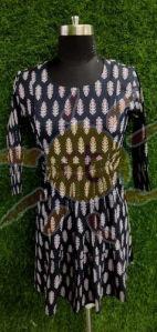 Ladies Black Printed Short Kurti
