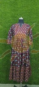 Ladies Maroon Printed Anarkali Kurti