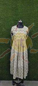 Ladies Pista Green Printed Anarkali Kurti