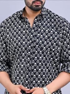 Mens Black Jaipuri Print Shirt
