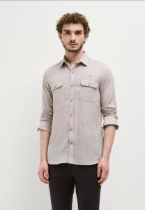 Mens Pale Silver Plain Cotton Shirt