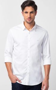 Mens White Plain Cotton Shirt