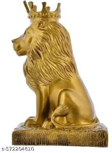 Majestic Lion Statue with Crown – Royal Sculpture Showpiece for Home Décor