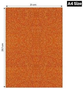 Orange A4 Size Glitter Paper Sheet
