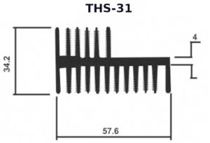 100x34x57 Mm White Aluminium Heat Sink