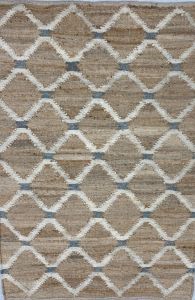 Beige Diamond Pattern Handmade Wool Jute Rug