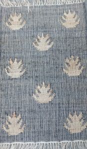 Blue Textured Design Handmade Jute Carpet