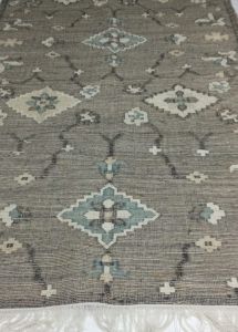 Grey Geometric Design Handmade Wool Jute Rug