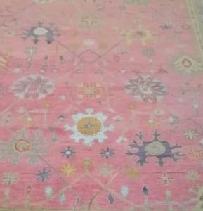 Pink Floral Design Woollen Carpet