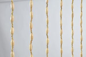 Creamy Wooden Beaded Curtain