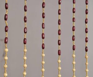 Maroon Wooden Beaded Curtain