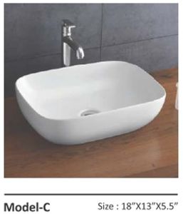 Rectangular Ceramic Tabletop Wash Basin