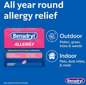 Benadryl 25 Mg Allergy Relief Tablets