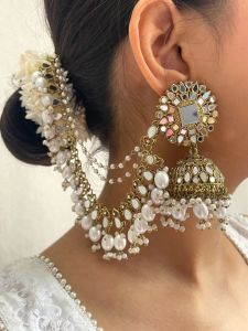 Mirror Work Jhumka Earrings