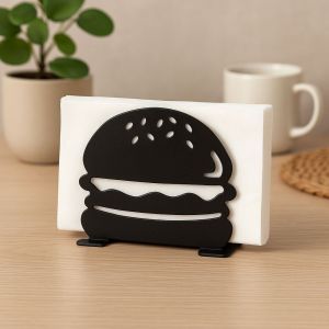 Burger Shape Black Metal Napkin Holder