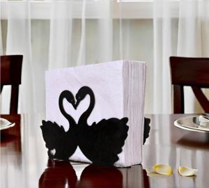 Duck Shape Black Metal Napkin Holder