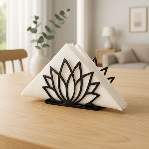 Lotus Design Black Metal Napkin Holder