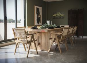 Wooden 8 Seater Dining Table Set with Chairs &AMP; Glass Top