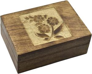 Decorative Wood Carved Floral Keepsake Box