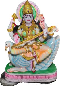 Sitting Marble Saraswati Statue