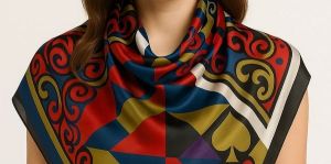 Ladies Premium Printed Silk Feel Scarf