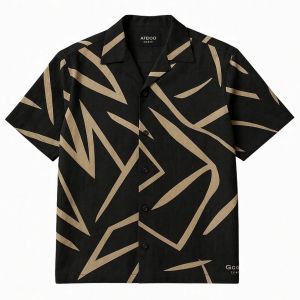 Mens Black Abstract Printed Shirt