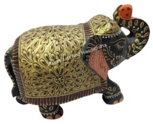 Wooden Handicraft Trunk Up Elephant Showpiece