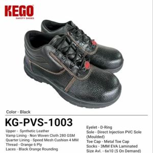 Kego KG-PVS-1003 Black Synthetic Leather PVC Safety Shoes