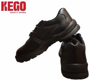 Kego Black Leather PU Sole Construction Safety Shoes