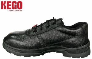 Kego Black Leather PU Sole Construction Safety Shoes