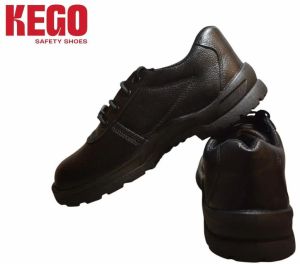 Kego Black Leather Industrial Safety Shoes
