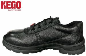 Kego Black Leather Industrial Safety Shoes