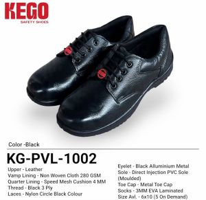 Kego Black Leather Industrial Safety Shoes