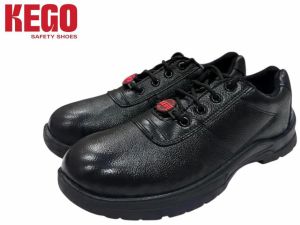 Kego Black Leather Industrial Safety Shoes