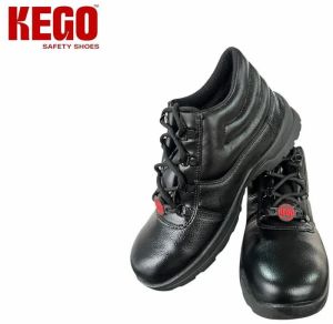 Kego KG-PVL-1003 Black Leather PVC Metal Toe Safety Shoes