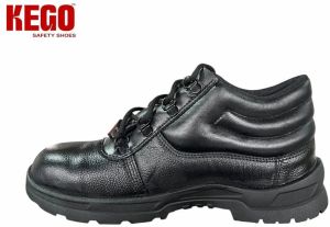 Kego KG-PVL-1003 Black Leather PVC Metal Toe Safety Shoes