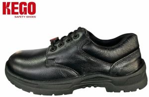 Kego KG-PVL-1002 Black Leather PVC Metal Toe Safety Shoes