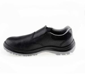 Kego Black Leather Slip-On Industrial Safety Shoes