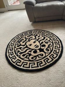 Beige And Black Wool Tufted Rug