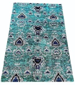 Blue Cotton Hand Knotted Carpet