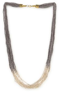 Grey White Layer Beaded Necklace