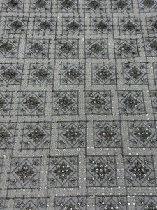Charcoal Grey Sequin Embroidered Silk Fabric