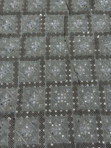 Dark Grey Sequin Embroidered Silk Fabric