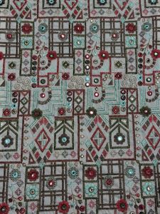 Multicolor Mirror &AMP; Sequin Embroidered Silk Fabric