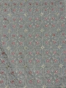 Pink Floral Grid Sequin Embroidered Royal Silk Fabric
