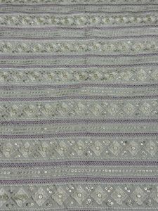 Purple &AMP; Grey Stripe Diamond Sequin Embroidered Silk Fabric