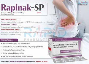 Rapinak SP Aceclofenac Paracetamol Serratiopeptidase Tablet