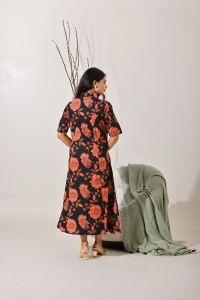 Rust Bloom Midi Western Dress