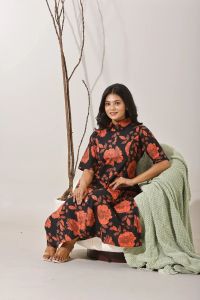 Rust Bloom Midi Western Dress