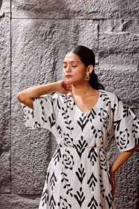 Noir Garden Cotton Midi Western Dress